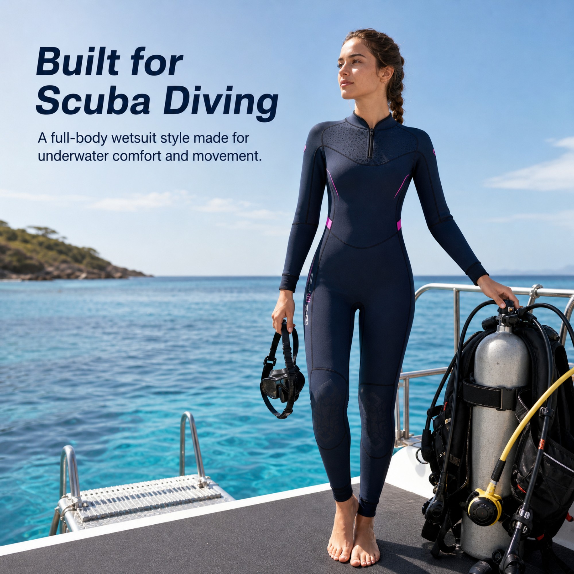 Female Scuba Dive Back Zip Wetsuit