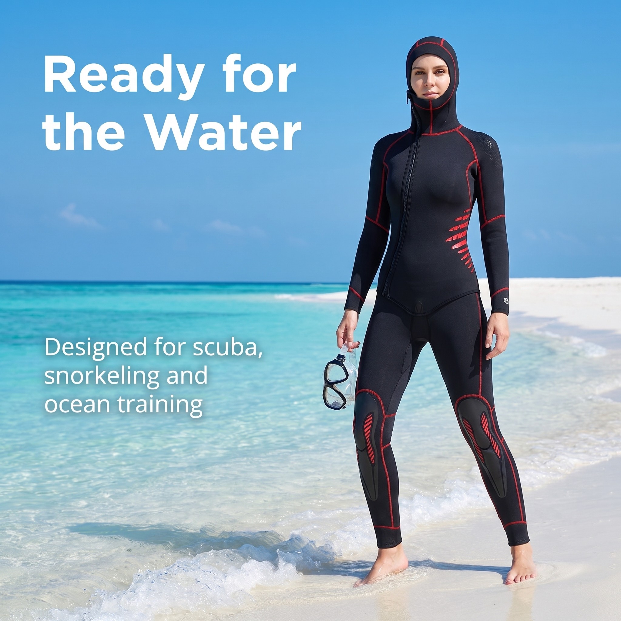 Womens Two Pieces Hooded Wetsuits