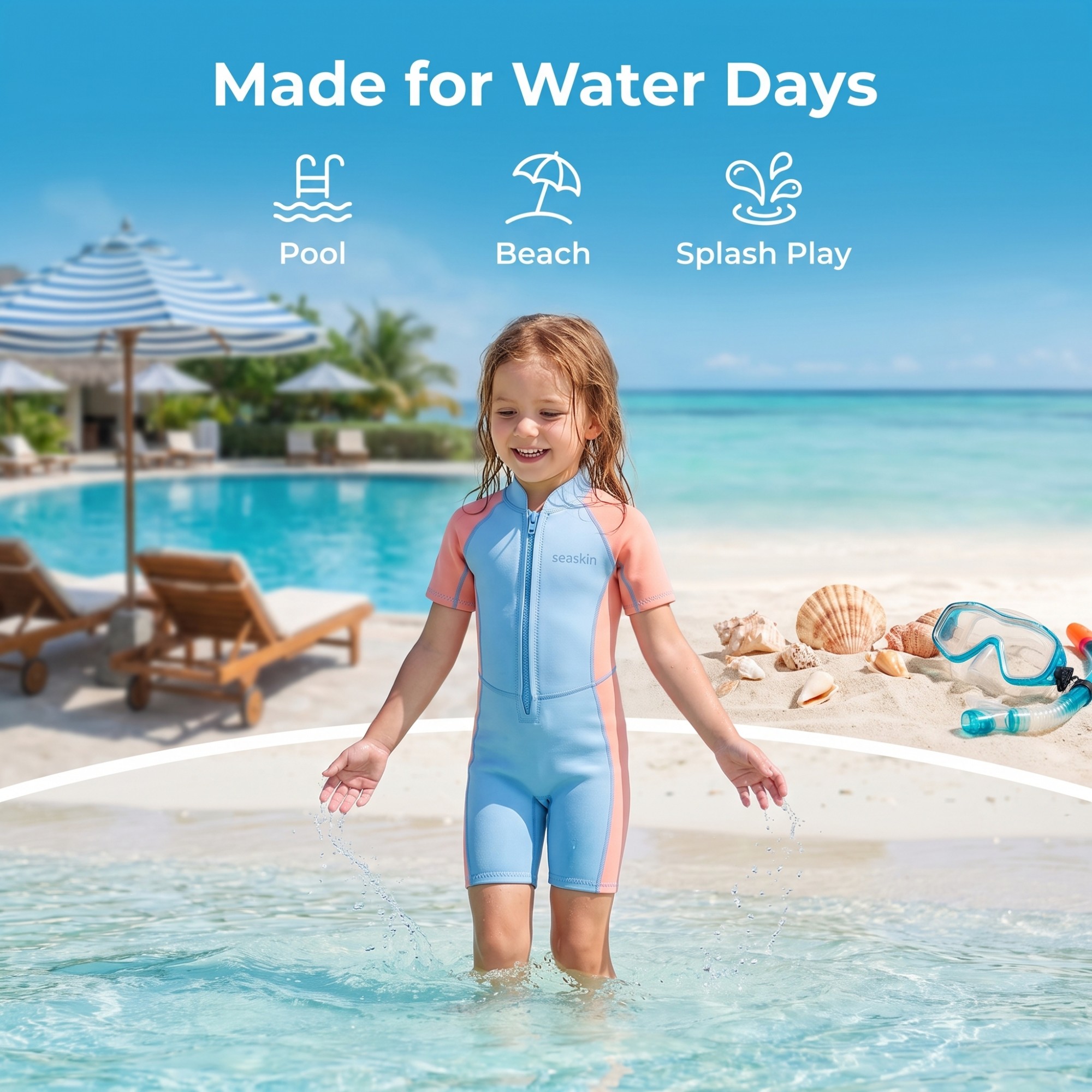 Kids Girls Shorty Wetsuits Summer